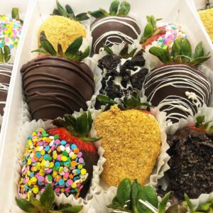 Assorted gourmet chocolate dipped strawberries NO NUTS 1 dozen
