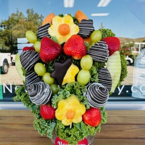 Large chocolate dipped fruit arrangement